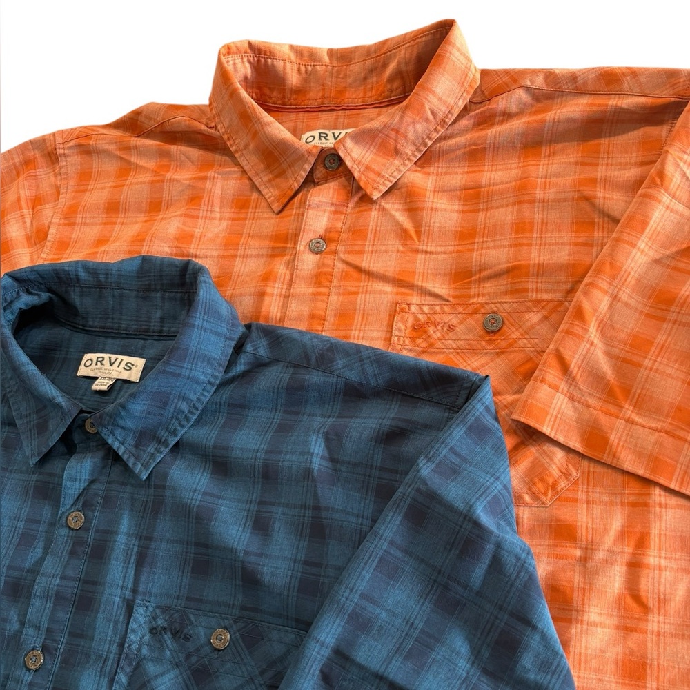[LOT OF 2] Orvis Plaid Performance Quick-Dry Polyester Men’s XXL Button Up